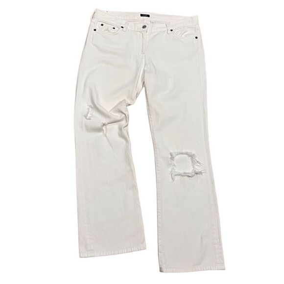 J. Crew straight leg distressed denim jeans white size 8 short - Picture 1 of 14
